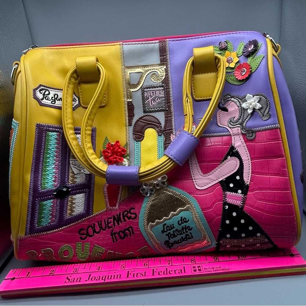 Colorful Patchwork Satchel Handbag - Multicolor F… - image 1